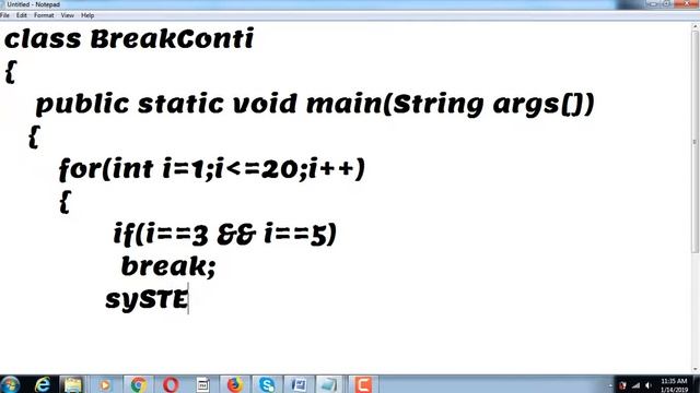Lecture 32:-Break and Continue Statement in JAVA смотреть онлайн