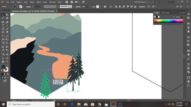Adobe Illustrator CC Tutorial - How to Make a Beautiful Landscape Background Design смотреть онлайн