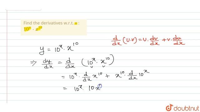 Find the derivatives w.r.t. x : `10^(x)*x^(10)` смотреть онлайн