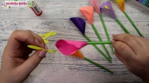 Букет цветов. КАЛЛЫ из цветной бумаги к 8 марта своими руками.