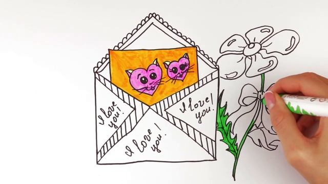 How to draw a congratulatory leaflet on St. Valentine's Day. For Kids смотреть онлайн