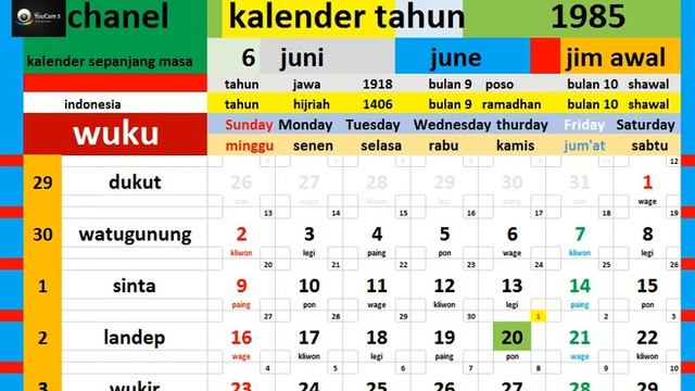 calendar 1985 complete pawukon - weton - java / hijri calendar market смотреть онлайн