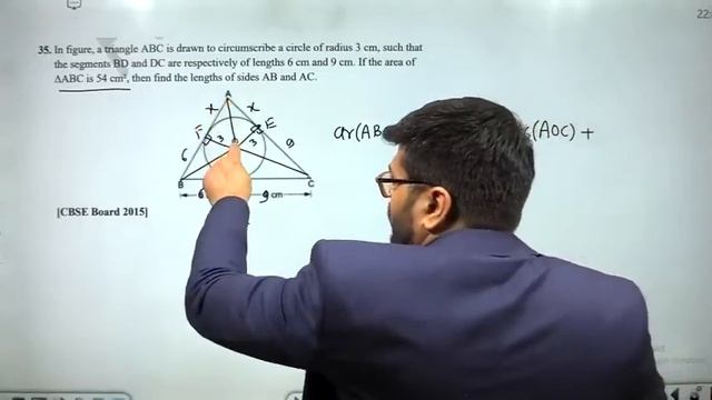 In figure, a triangle ABC is drawn to circumscribe a circle of radius 3 cm, such that the segments смотреть онлайн