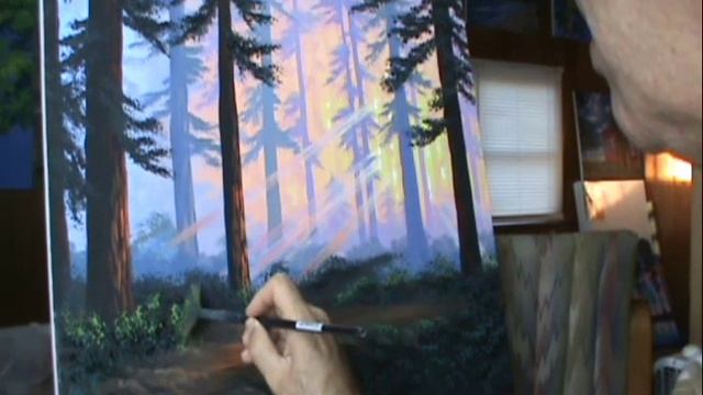 Как рисовать лес 16 на закате с акрилом на холсте смотреть онлайн