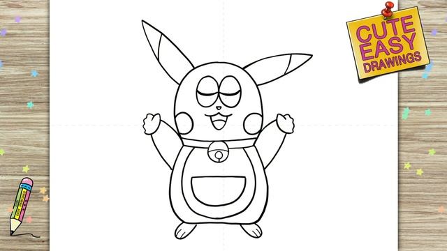 Пикачу + Дораэмон простой рисунок. смотреть онлайн