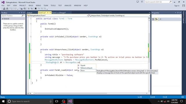 Dialog box button control in C# windows form смотреть онлайн