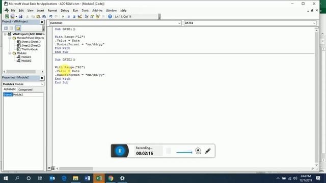 How to insert Date in excel automatically using VBA functions. смотреть онлайн