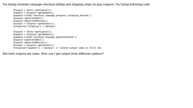 Magento: Get html from two layout updates on ajax requet смотреть онлайн