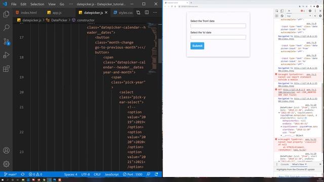 Let's Build a Datepicker: 04 - Scalability: Turning the datepicker into an object (Javascript, ES6) смотреть онлайн