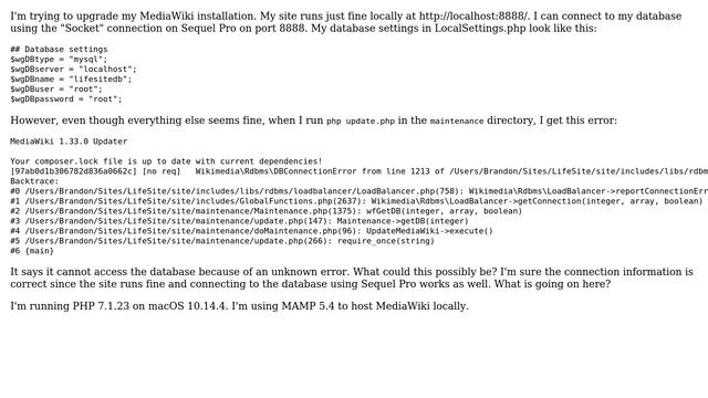 Why can't update.php connect to my database when my site connects to it just fine? (2 Solutions!!) смотреть онлайн
