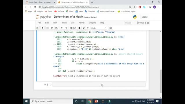 Determinant of a Matrix [Lesson#17]. Numpy Python Tutorial -Full course in Urdu/Hindi смотреть онлайн