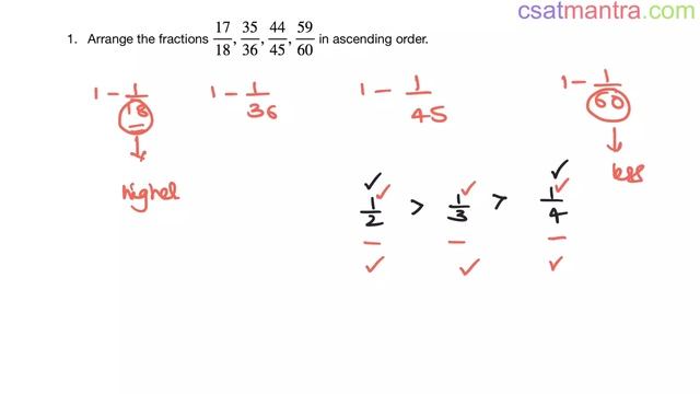 Arrange the fractions 17/18, 35/36, 44/45, 59/60 in ascending order | Civil Services | CSAT MANTRA смотреть онлайн