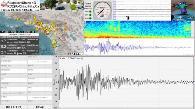 M 4.0 - 7 km ESE of Ojai, CA 11/3/23 - RaspberryShake 4D Seismograph (RD29A) Live - Chino Hills, C смотреть онлайн