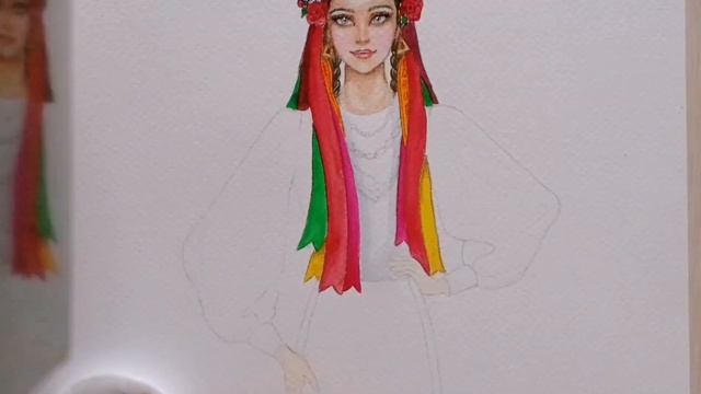 SPEED PAINT | ХОББИ РИСОВАНИЕ | АКВАРЕЛЬ | УКРАИНСКИЙ НАРОДНЫЙ КОСТЮМ смотреть онлайн