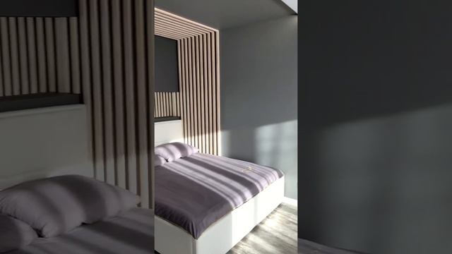 Дизайн квартиры студия 35 кв.м.в сером цвете.рейки на стене.камин.крашеные стены.парящие потолок смотреть онлайн