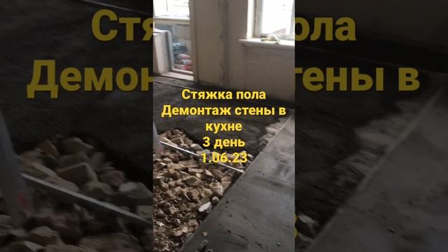 Демонтаж стены в кухне! Стяжка пола керамзитом! День 3 смотреть онлайн
