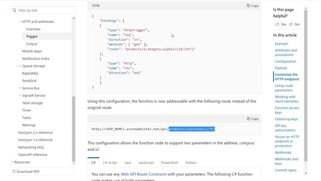 Azure Functions: Binding and configuring routing through function.json смотреть онлайн