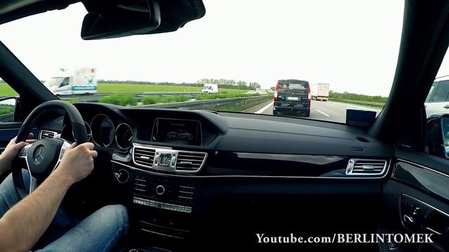 Mercedes E63 AMG S Onboard Acceleration Autobahn Kickdown Shift Down V8 Sound W212
