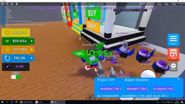 Roblox New Magnet Simulator Inf Coins & Autofarm & Auto Rebirths смотреть онлайн