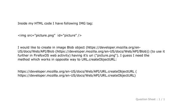 HTML : Get image data from (blob) from the img tag (opposite method to URL.createObjectURL) смотреть онлайн