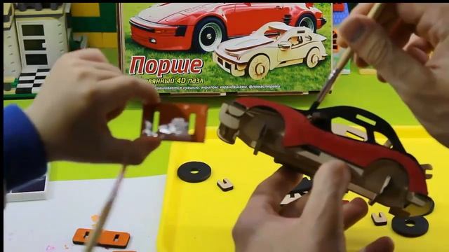 Машинка из дерева Порше#2. Разукрашиваем. Coloring car made of wood 3D смотреть онлайн