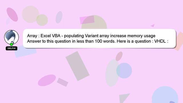 Array : Excel VBA - populating Variant array increase memory usage смотреть онлайн