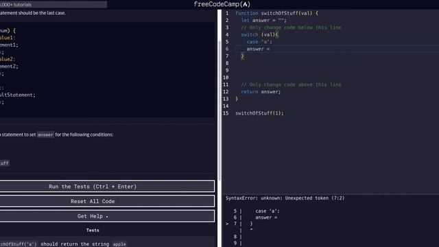 Adding a Default Option in Switch Statements - Free Code Camp Help - Basic Javascript - Algorithms смотреть онлайн