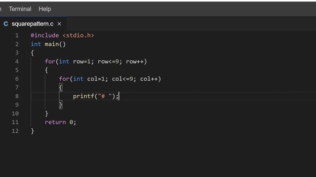 Printing Patterns Part 1 (Square Pattern in C Language) смотреть онлайн