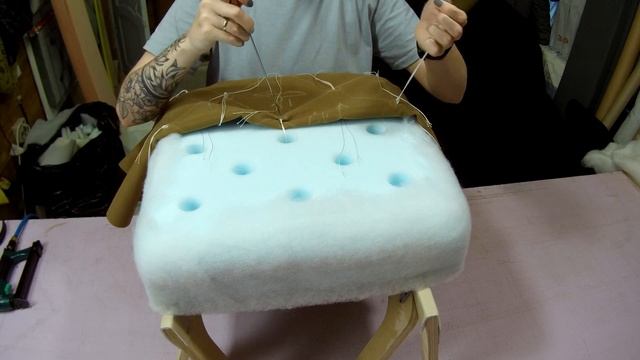 ПУФИК СВОИМИ РУКАМИ ЛЕГКО. How To Make An Ottoman Yourself. DIAMOND TUFTING