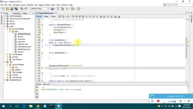 Java Tutorial, How to show Date and Time java Using netbeans, Swing смотреть онлайн