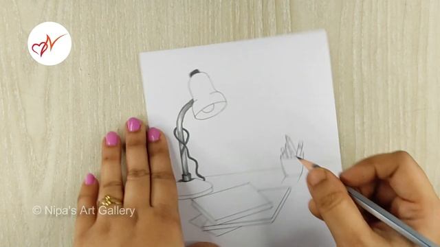 How to draw reading desk view with lamp | Pencil sketch drawing step by step смотреть онлайн
