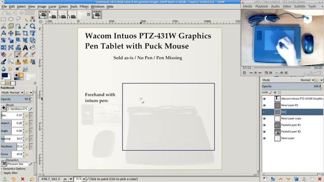 Wacom PTZ-431w USB Pen Tablet test and demonstration with GIMP 2.10 смотреть онлайн