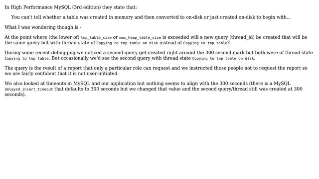 Databases: MySQL thread states when changing an in-memory temporary table to disk-based смотреть онлайн