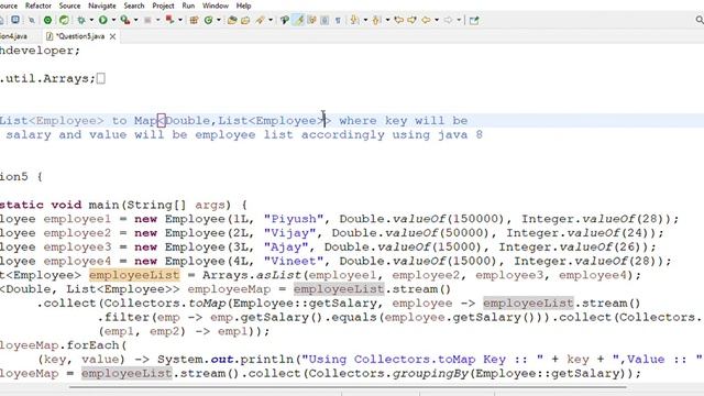 Java Stream: Convert List of Employees to Map of Salary, Employee List | Map Tutorial with Merge смотреть онлайн