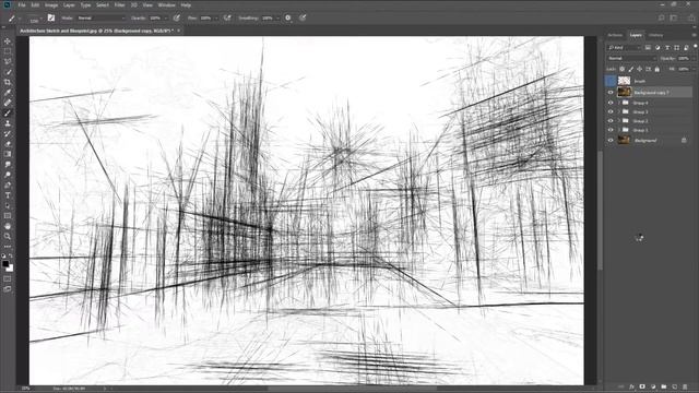 Architecture Sketch and Blueprint Effect in Adobe Photoshop CC 2019 ( Tutorial ) смотреть онлайн