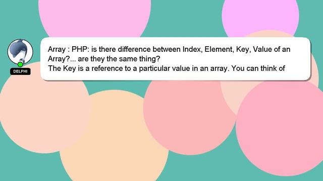 Array : PHP: is there difference between Index, Element, Key, Value of an Array?... are they the sa смотреть онлайн