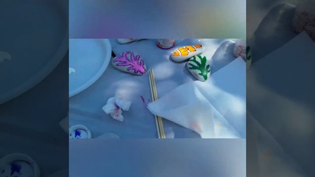 Роспись морских камней . Роспись акрилом. Панно из камней . смотреть онлайн