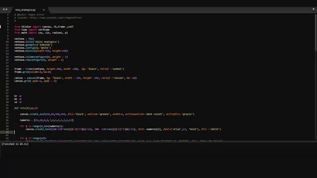 Reloj analógico en Python usando Tkinter смотреть онлайн