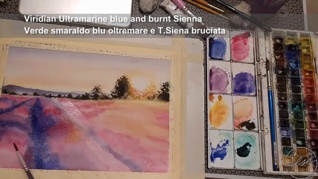Sunrise on lavender fields watercolor tutorial-Tutorial acquerello alba su campi di lavanda смотреть онлайн