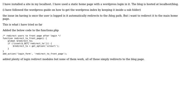 Wordpress: redirect to homepage after login смотреть онлайн