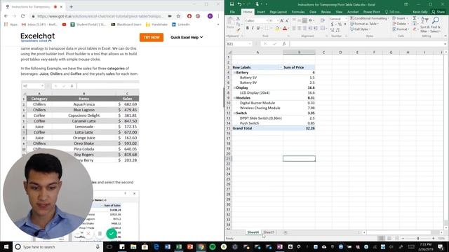 Instructions for Transposing Pivot Table Data смотреть онлайн