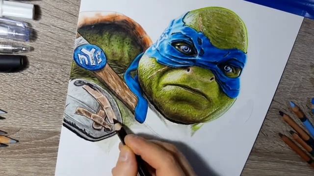 Teenage Mutant Ninja Turtles Leonardo. Speed drawing. смотреть онлайн