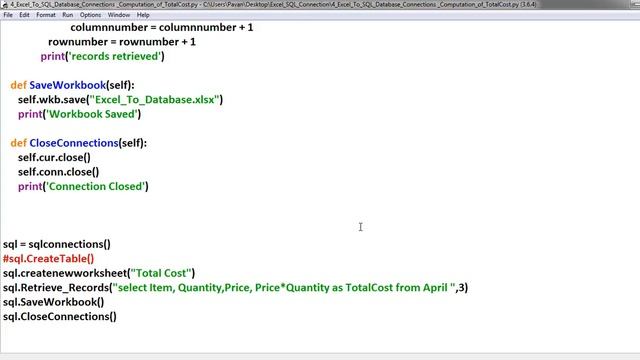 Python: Excel To SQL Connection Computation Of Total Cost_9 смотреть онлайн