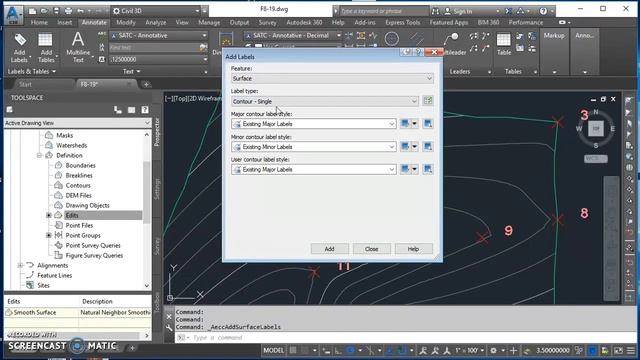 Smoothing the Surface and Adding Contour Labels in Civil 3D смотреть онлайн