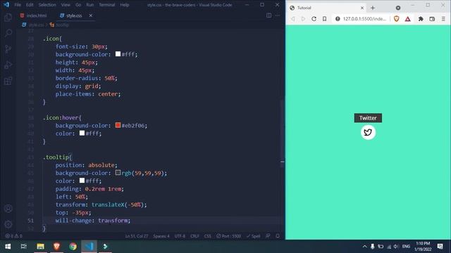 Tooltip on Hover | HTML CSS Tutorial смотреть онлайн