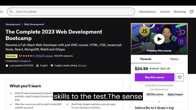 Web Development Udemy: The Complete 2023 Web Development Bootcamp смотреть онлайн