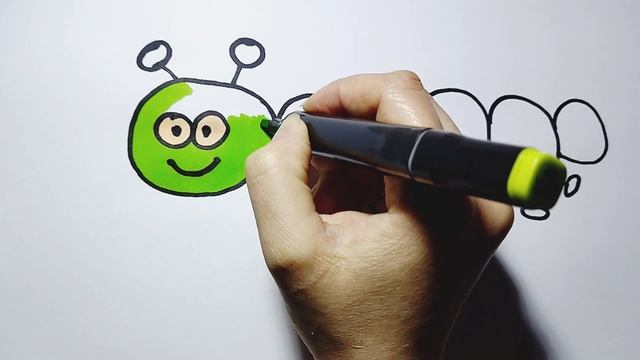 Как нарисовать гусеницу//How to draw a caterpillar. смотреть онлайн