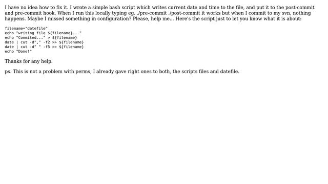 svn post- and pre- commit hooks don't work when subversion gets commited смотреть онлайн