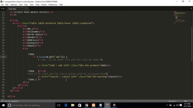 Part 1 (the GUI) - CRUD(Create , Read, Update, Delete) using bootsrap and php смотреть онлайн