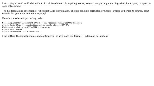 Salesforce: Warning when opening Apex generated Excel .xls? смотреть онлайн